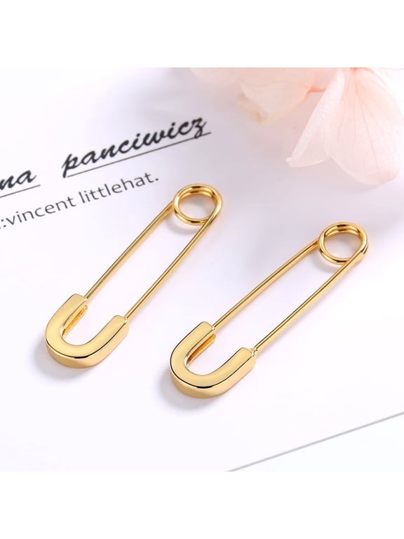 Amy and Annette 14K Gold over Sterling Silver Safety Pin Earrings