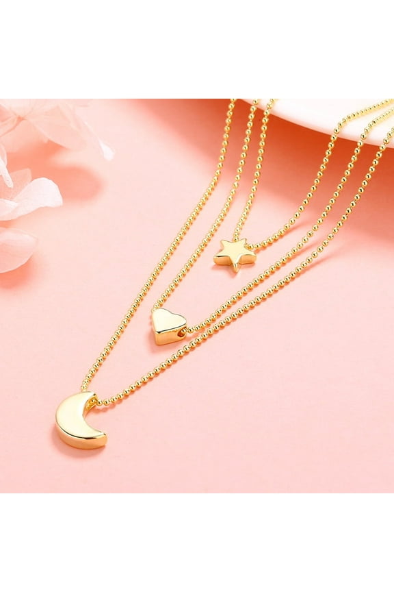 14K Gold Plated Star, Heart, & Moon Necklace