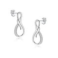 thumbnail image 1 of Amy and Annette 14K White Gold Plated Infinity Earrings with Crystal, 1 of 4