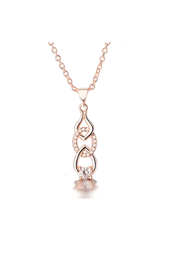 18K Rose Gold Plated Crystal Link Pendant Necklace with crystals from Swarovski