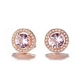 thumbnail image 1 of Amy and Annette 18K Rose Gold over Sterling Silver Genuine Morganite Halo Stud Earrings, 2.5 ct, 1 of 4