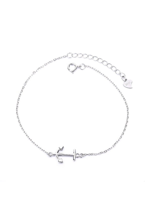 18K White Gold Plated Nautical Anchor Bracelet