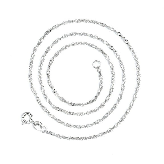 14K White Gold Plated Wave Chain Necklace