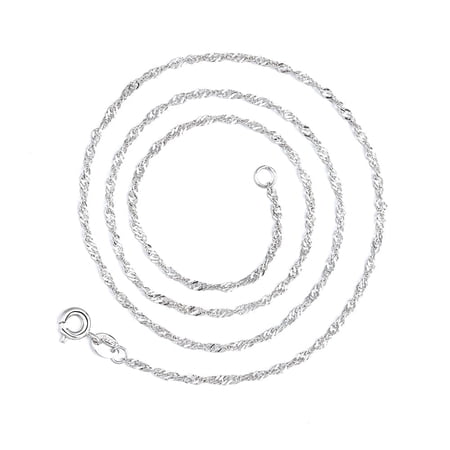 14K White Gold Plated Wave Chain Necklace