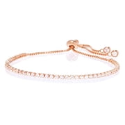 Amy and Annette Adjustable 14k Rose Gold Adjustable Tennis Bracelet with crystals in 14K Rose Gold Plating