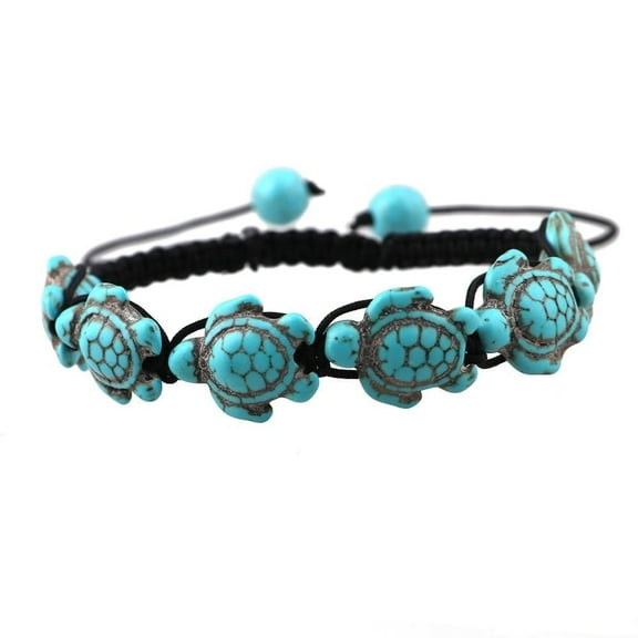 Amy and Annette Adjustable Turquoise Sea Turtle Bracelet in Non-Metal, Adjustable, Hypoallergenic