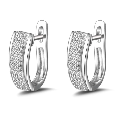 18k White Gold Plated Crystal Huggie Earrings