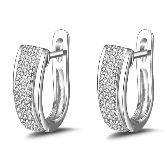 18k White Gold Plated Crystal Huggie Earrings