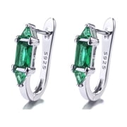 Amy and Annette Emerald Sterling Silver Huggie earings