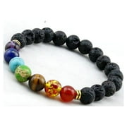 AMY AND ANNETTE Genuine Chakra Healing Natural Stone 7 Beaded Charm Bracelet for Men or Women