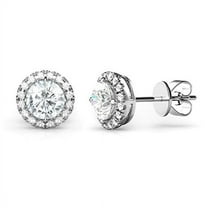 Amy and Annette Halo Stud Silver Crystal Earrings, Sterling Silver