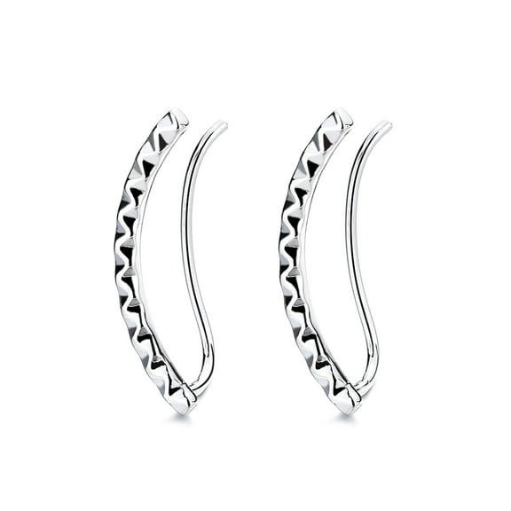 Amy and Annette Hammered Rhodium Earring Crawlers