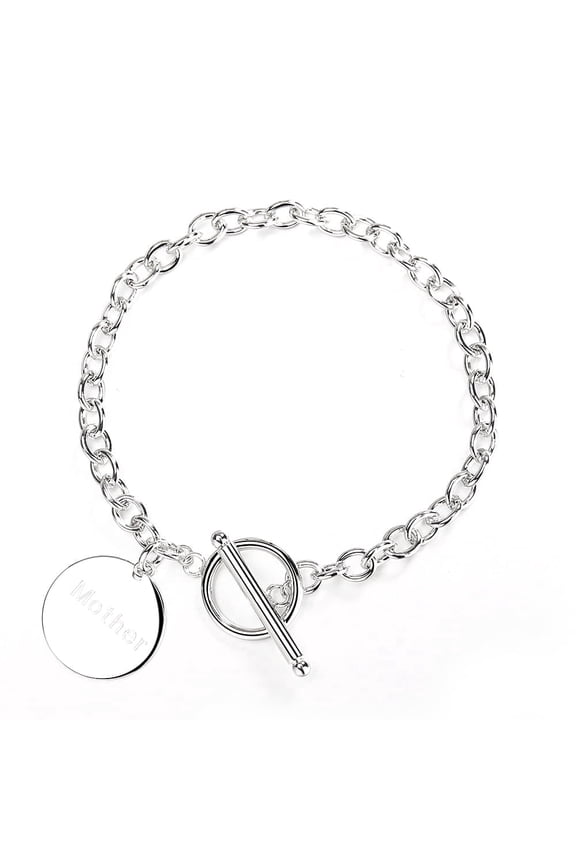 Inspirational Toggle Mother Bracelets in 14K White Gold Plated (Mom, Mother, Mama - Great Gift)