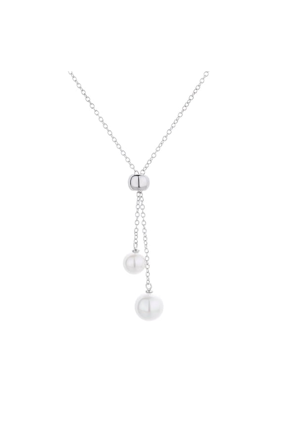 Oval Cultured Pearl Drop Necklace, 18 in, Cable