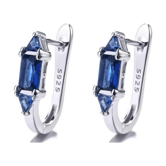 Amy and Annette Sapphire Huggie Earrings Sterling Silver