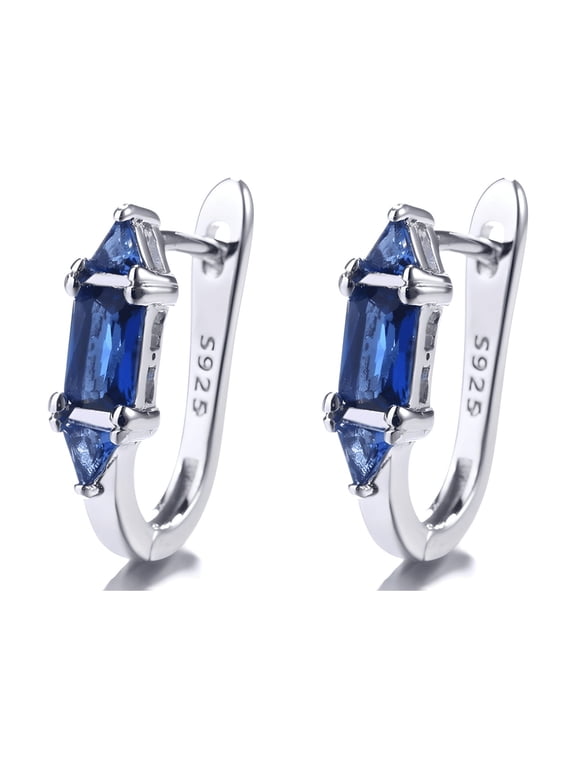 Amy and Annette Sapphire Huggie Earrings Sterling Silver