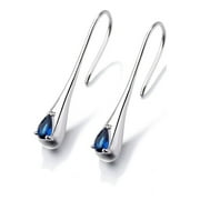 AMY AND ANNETTE Sapphire Water Drop Earrings, Sterling Silver, 26mm x 4mm