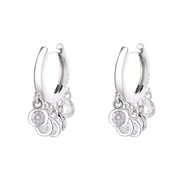 Amy and Annette 14K White Gold over Sterling Silver Trendy Petite Huggie Hoop Earrings with crystals