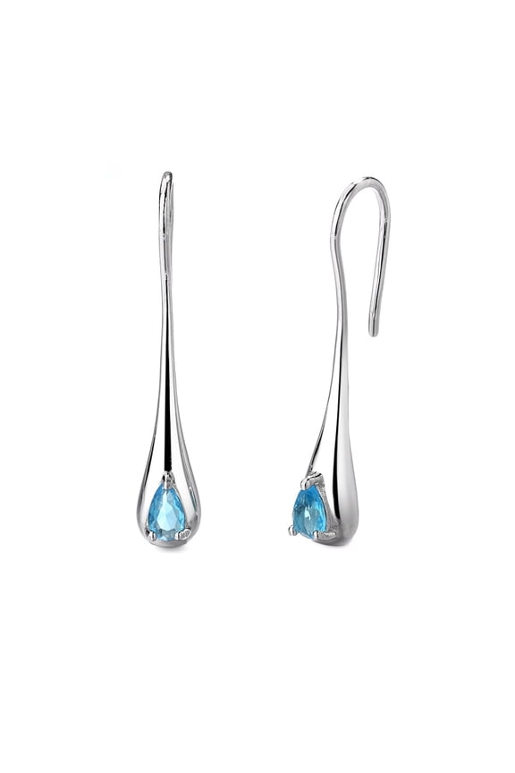 Sterling Silver Blue Aquamarine Water Drop Earrings