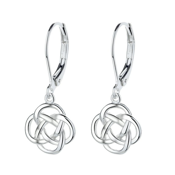 Amy and Annette Sterling Silver Celtic Leverback Earrings, 22mm
