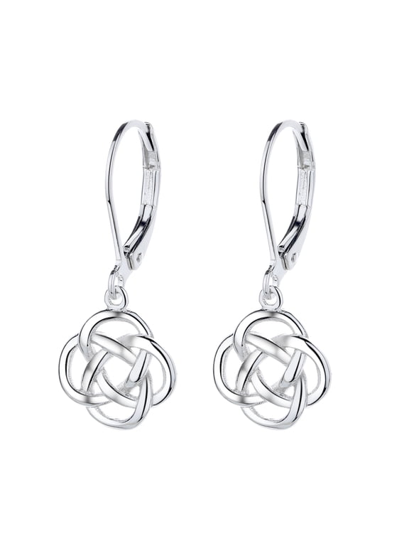 Amy and Annette Sterling Silver Celtic Leverback Earrings, 22mm