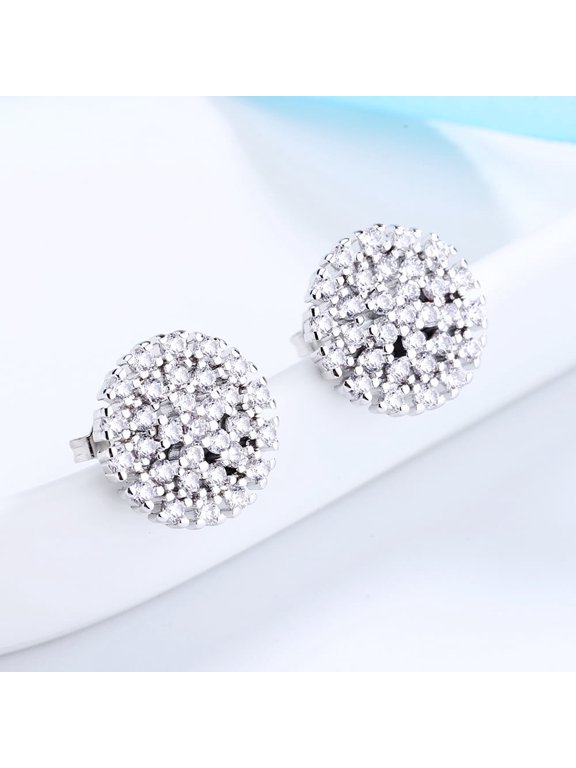 Amy and Annette Sterling Silver Cluster Stud With Crystals Earrings