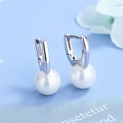 Amy and Annette Sterling Silver Cultured Pearl Huggie Earring, 1 ct