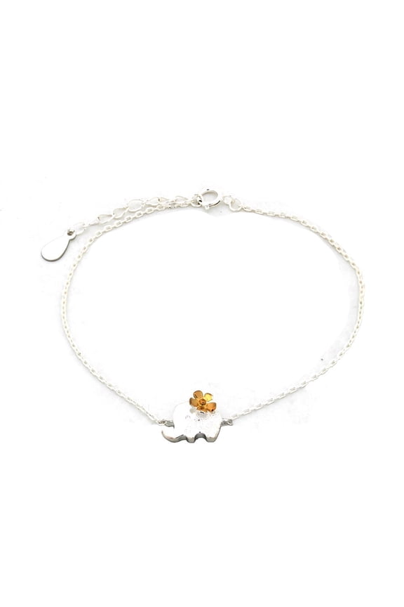 Sterling Silver Elephant with Flower Bracelet