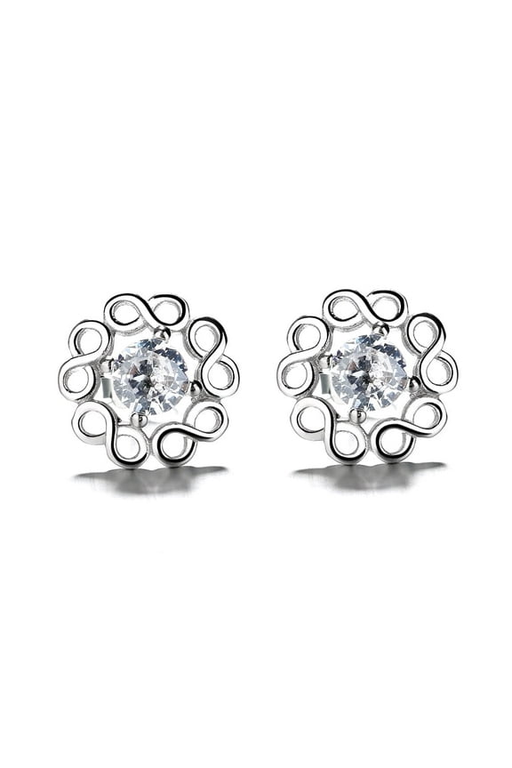 Sterling Silver Flower Earrings with crystals from Swarovski