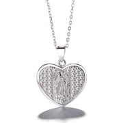 Amy and Annette Sterling Silver Lab Grown Silver Heart Pendant Necklace