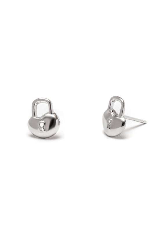 Sterling Silver Lock Earring Studs