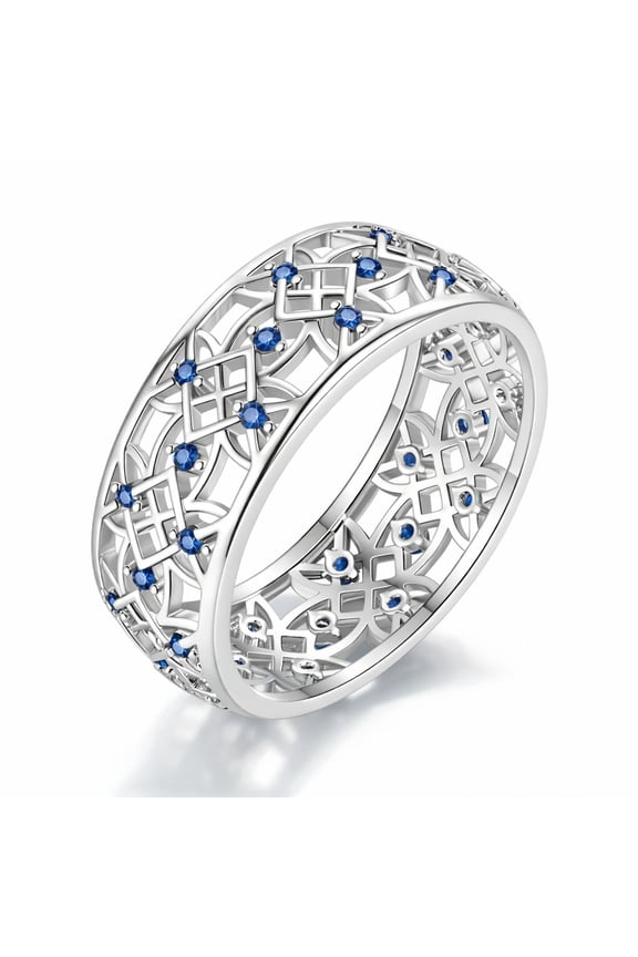 Sterling Silver Sapphire Filigree Band Ring