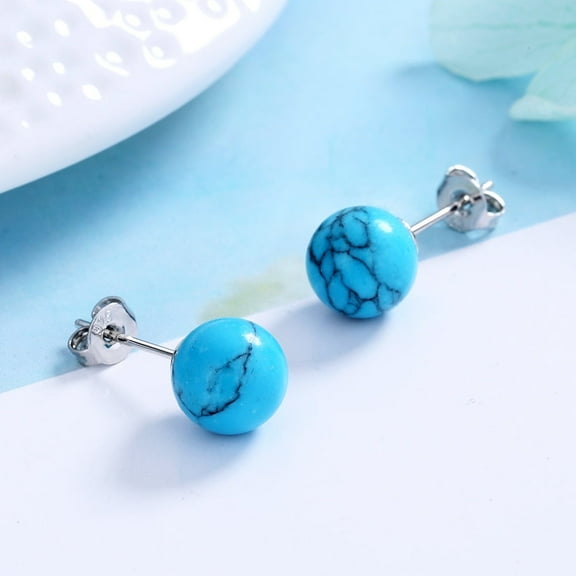Amy and Annette Sterling Silver Turquoise Stud Earrings