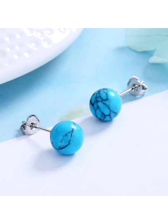 Amy and Annette Sterling Silver Turquoise Stud Earrings
