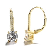 Amy and Annette Studded Crystal 14k Gold Plated Leverback Earrings