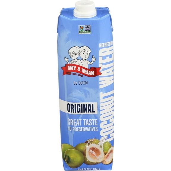 Amy and Brian Coconut Water in Tetra Pak Original - 33.8 fl oz Pack of 4