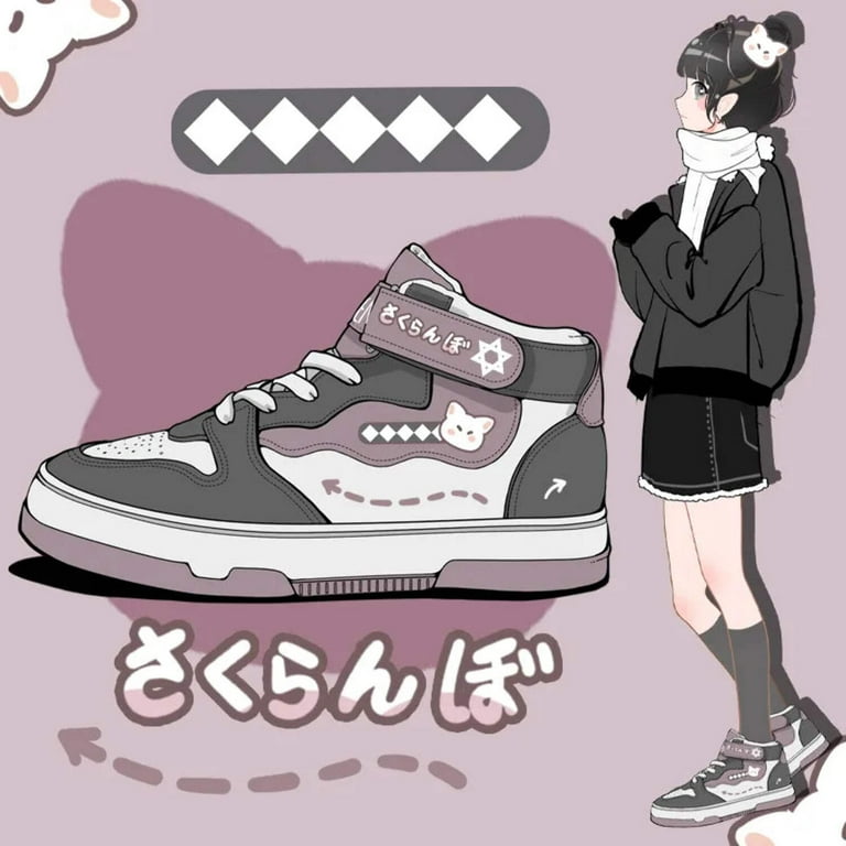 靴 Amy Amy and Michael Kawaii High Top Sneakers for Girls Students