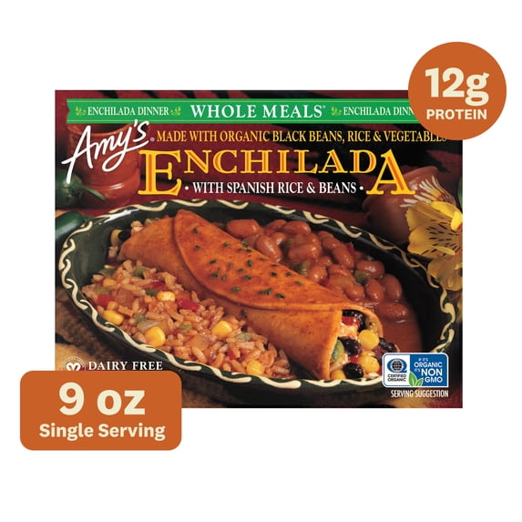 Amy's Frozen Meals, Black Bean Enchilada Whole Meal, Gluten Free Microwave Meals, 10 oz