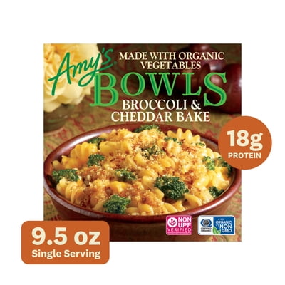 Amy's Frozen Meals, Broccoli & Cheddar Bowl, Microwave Meals, 9.5 oz