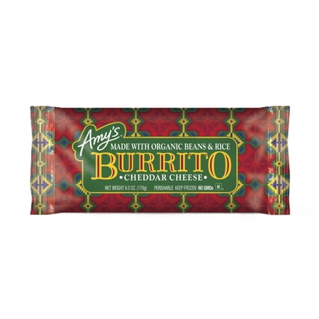 Amy's Organic Bean and Cheddar Cheese Burrito, Vegetarian, 6 oz (Frozen)