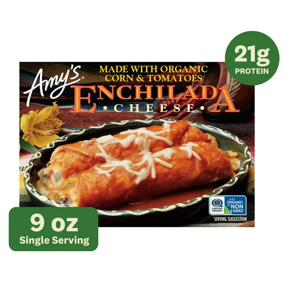 Amy's Frozen Meals, Cheese Enchilada, Made With Organic Corn and Tomatoes, Gluten Free Microwave Meals, 9 Oz