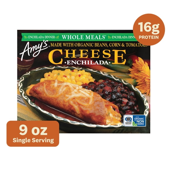 Amy's Frozen Meals, Cheese Enchilada Whole Meal, Gluten Free Microwave Meal, 9 oz