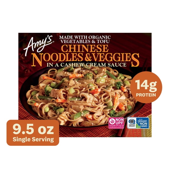 Amy's Frozen Meals, Chinese Noodles & Veggies in a Cashew Cream Sauce, Microwave Meals, 9.5 oz