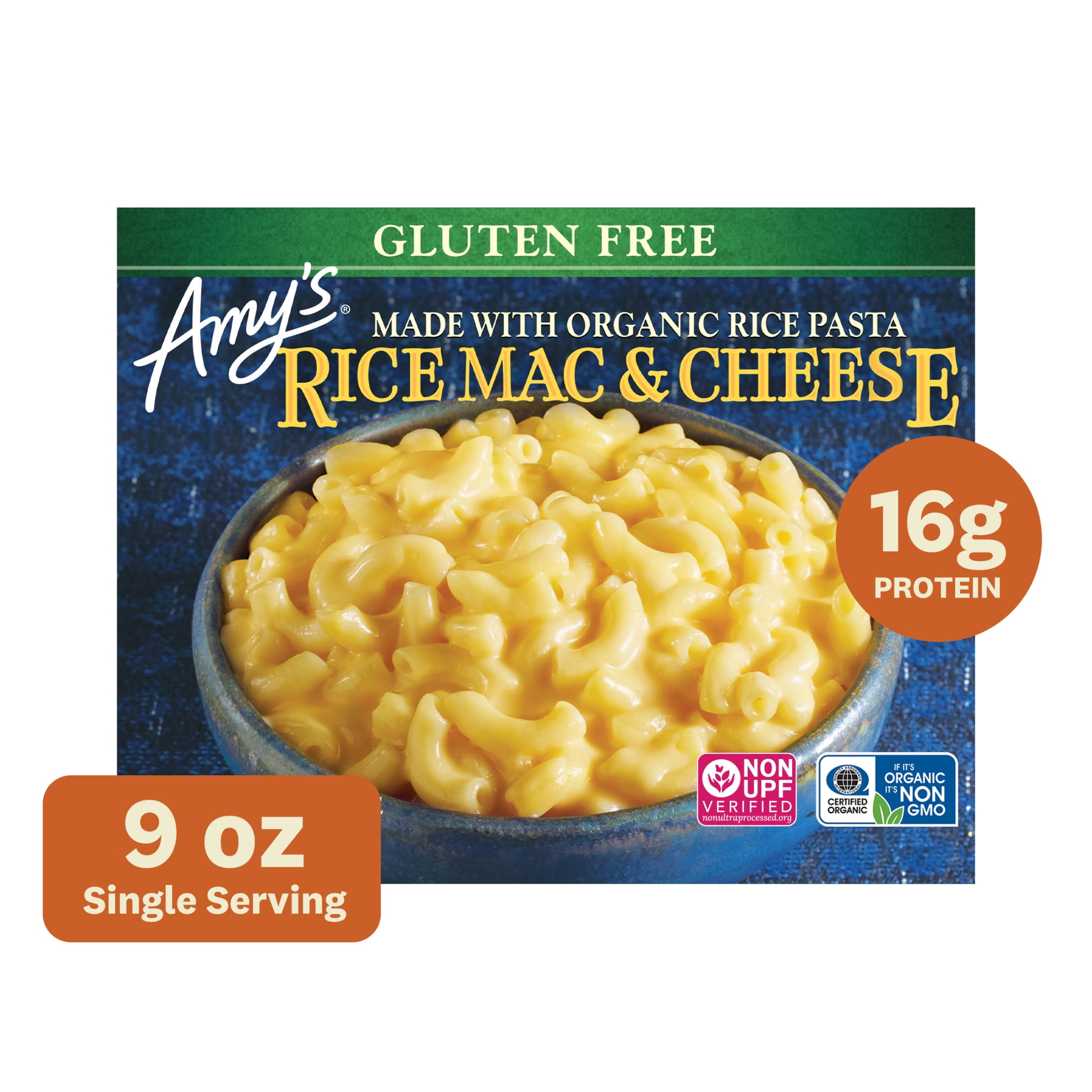 Amy's Frozen Meals, Mac and Cheese, Rice Mac & Cheese, Gluten Free Microwave Meals, 9 oz