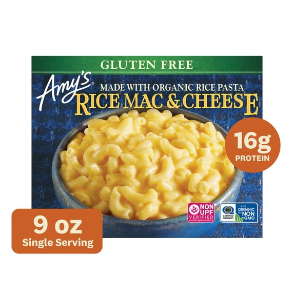 Amy's Frozen Meals, Mac and Cheese, Rice Mac & Cheese, Gluten Free Microwave Meals, 9 oz