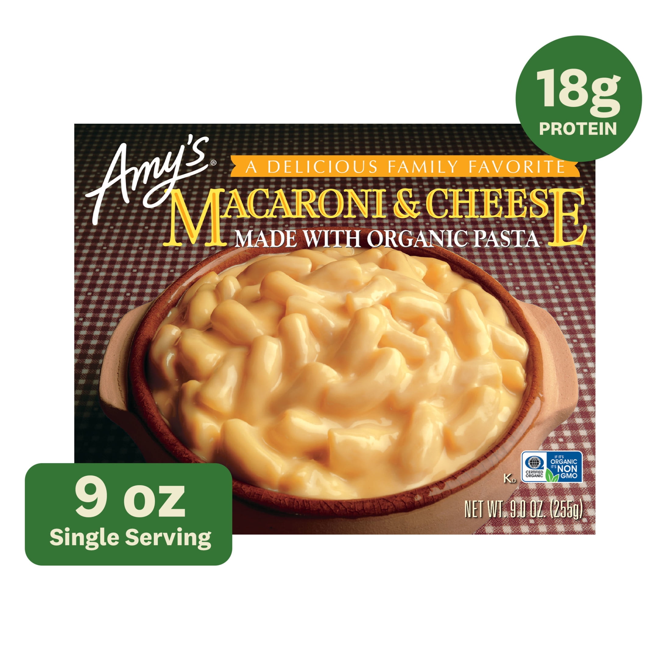 Amy's Frozen Meals, Macaroni and Cheese, Microwave Meals, 9 oz