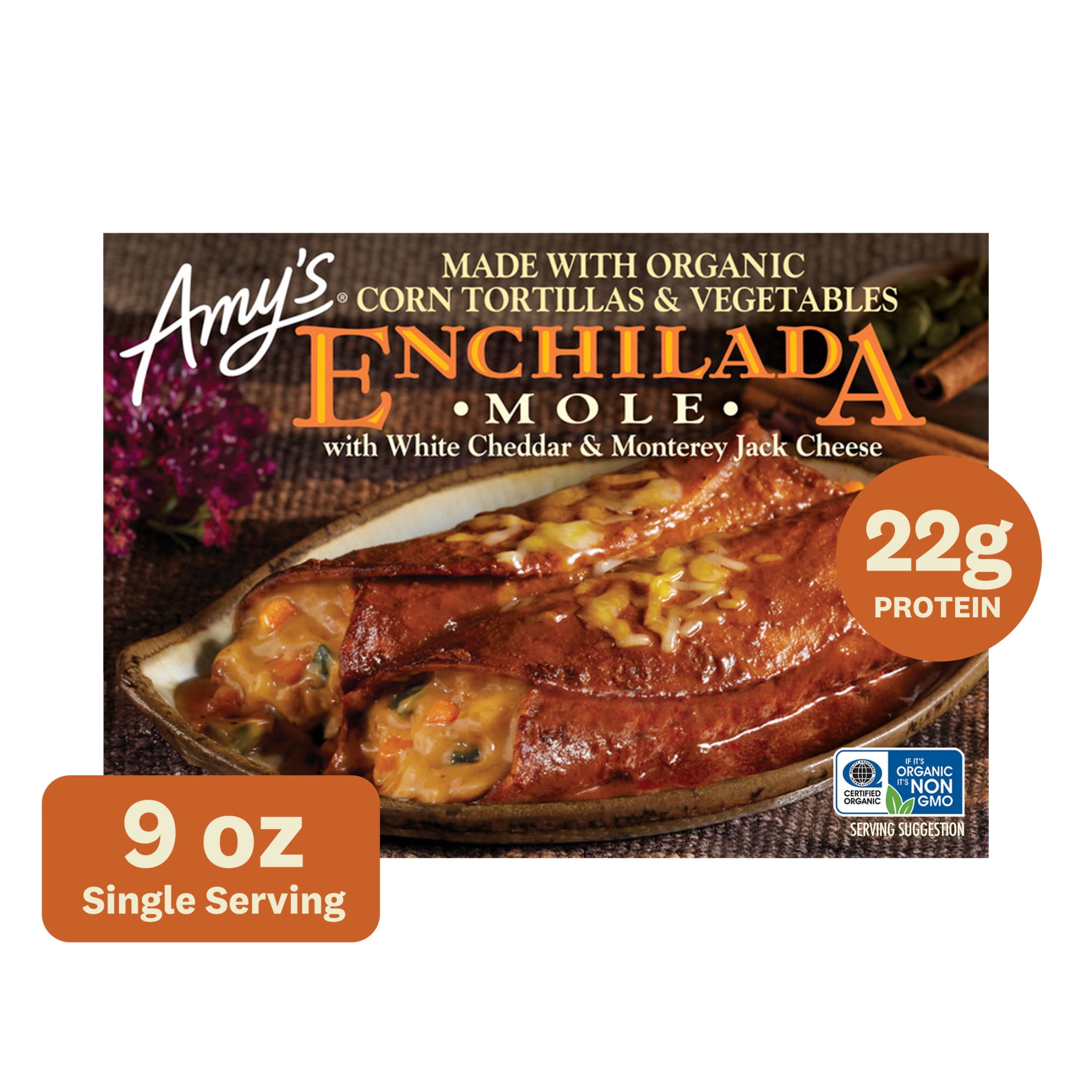 Amy's Frozen Meals, Mole Enchilada, Gluten Free Microwave Meals, 9 oz