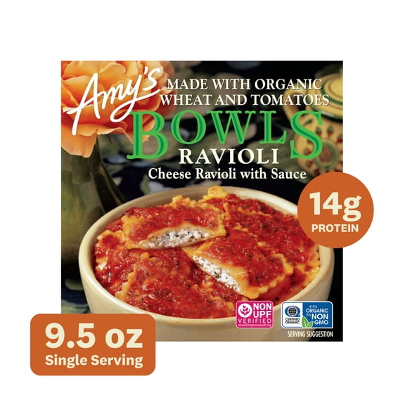 Amy's Frozen Meals, Ravioli Bowl, Microwave Meals, 9.5 oz