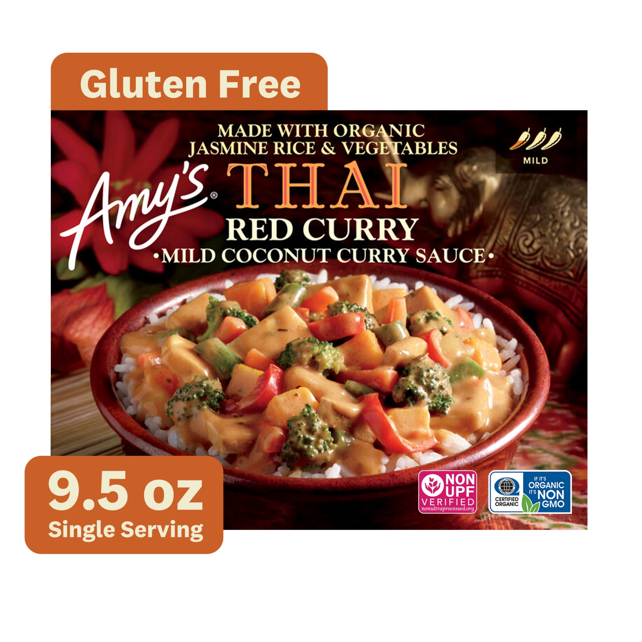 Amy's Frozen Meals, Thai Red Curry, Gluten Free Microwave Meals, 10 oz
