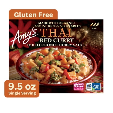 Amy's Frozen Meals, Thai Red Curry, Gluten Free Microwave Meals, 10 oz